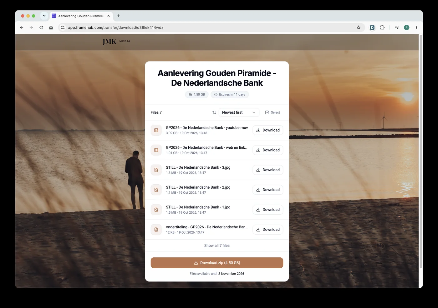 Framehub transfer page